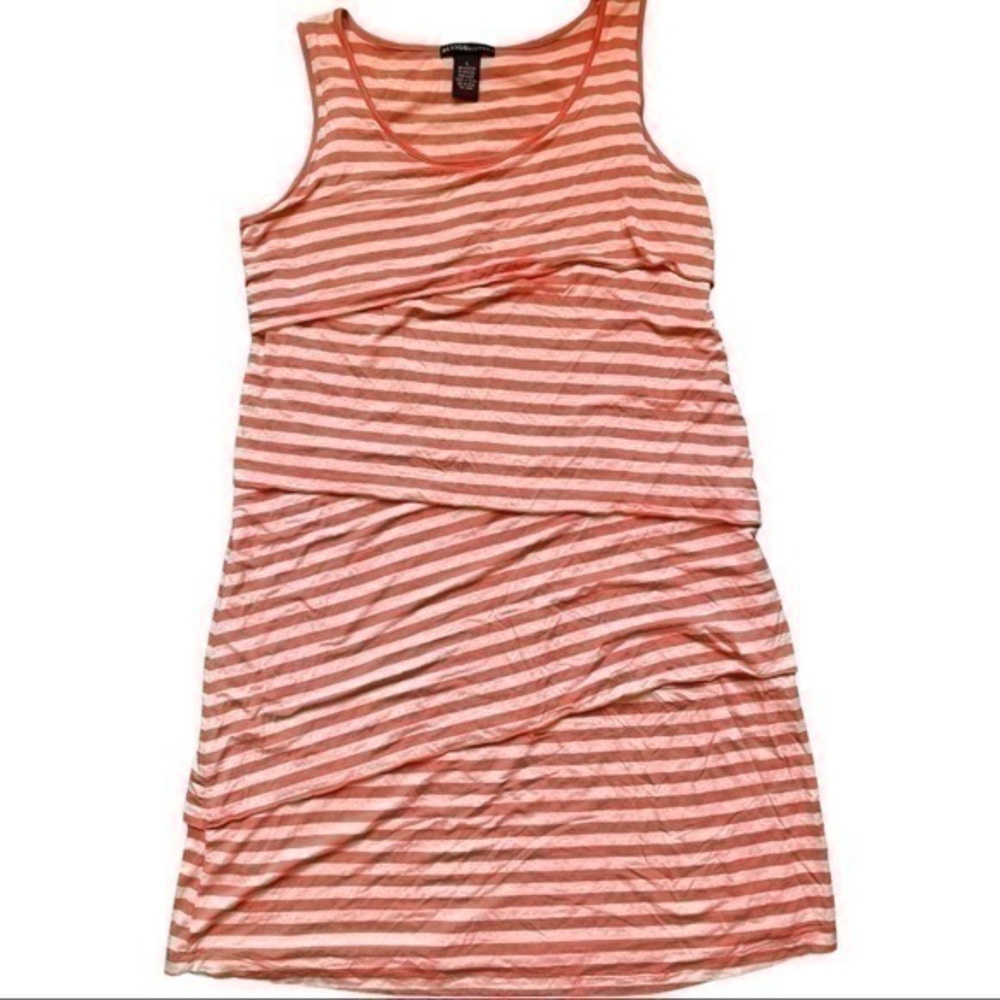 Design History size large sleeveless dress, peach and cream stripes, layered